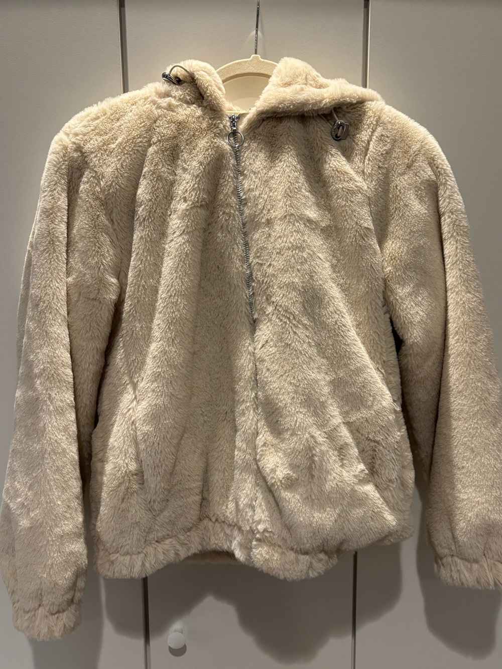 Alcott Plush Hooded Teddy Jacket - Cream